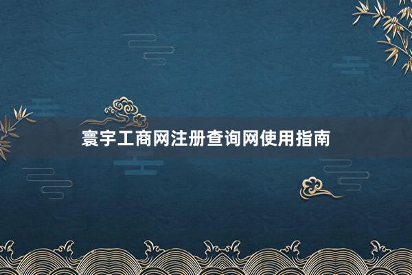 寰宇工商网注册查询网使用指南